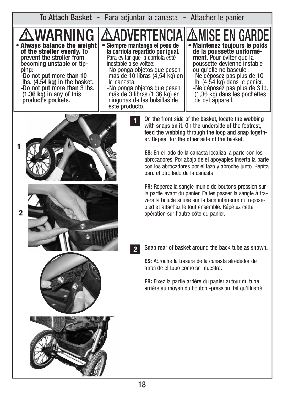 Overland Storage S81-T-R2 4/10 manual Er. Repeat for the other side of the basket, Para el otro lado de la canasta 