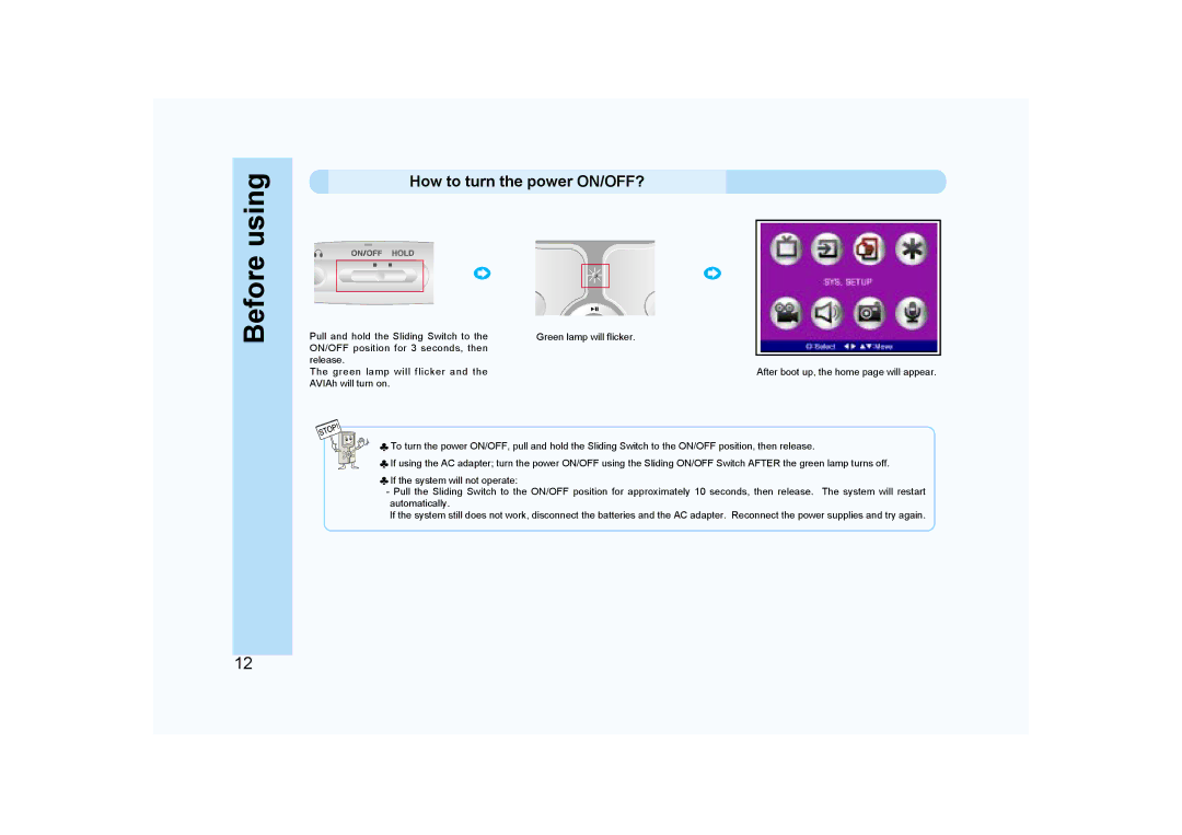 Ovideon AVIAh user manual Before using, How to turn the power ON/OFF? 