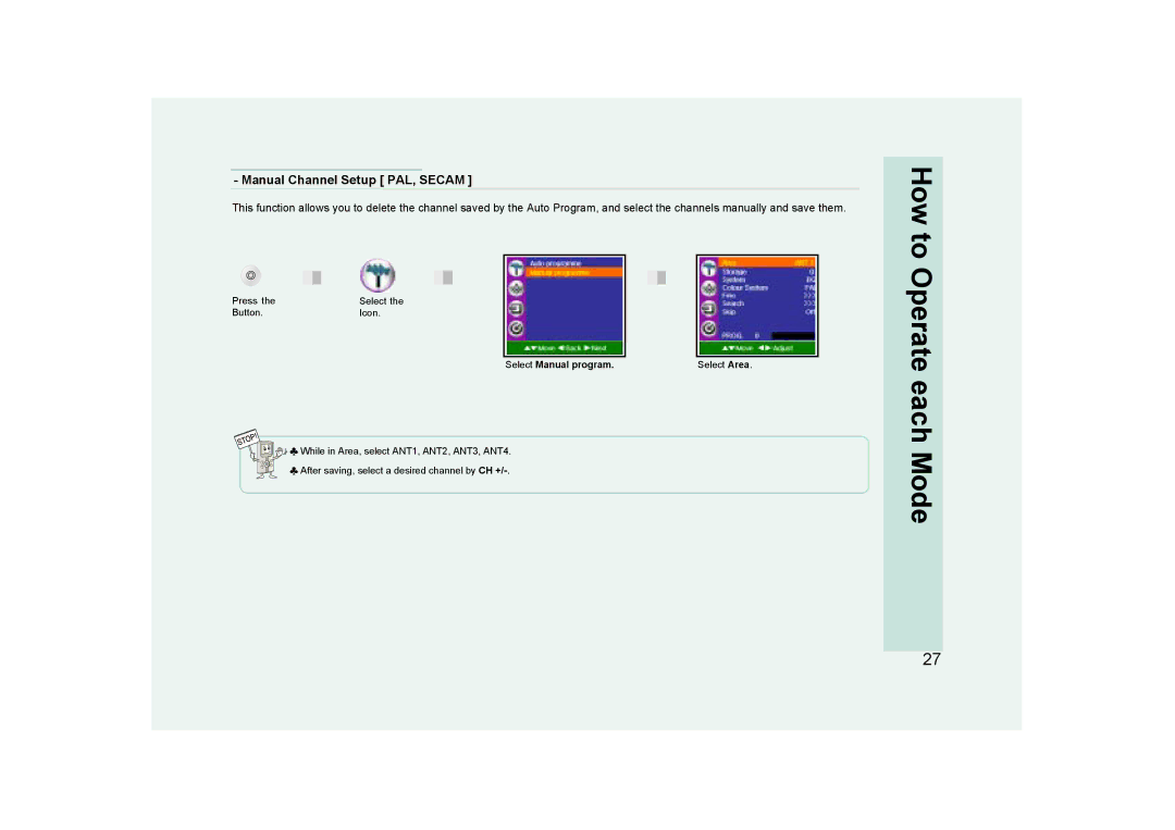 Ovideon AVIAh user manual Manual Channel Setup PAL, Secam 