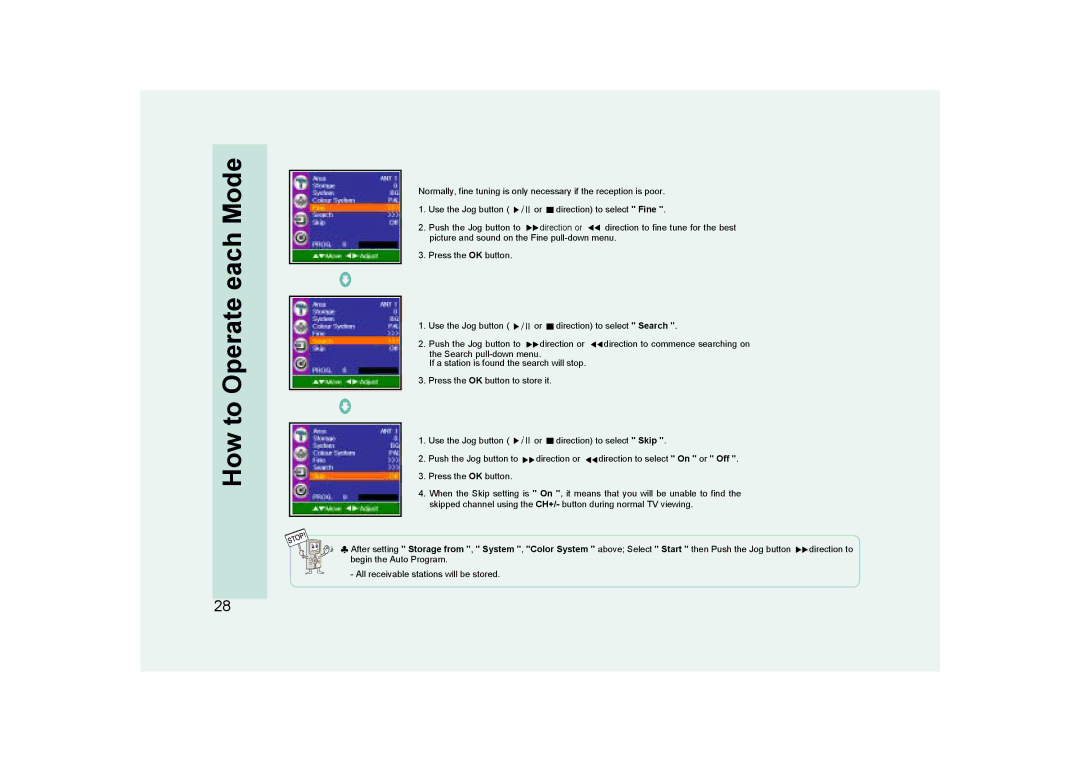 Ovideon AVIAh user manual How to Operate each Mode 