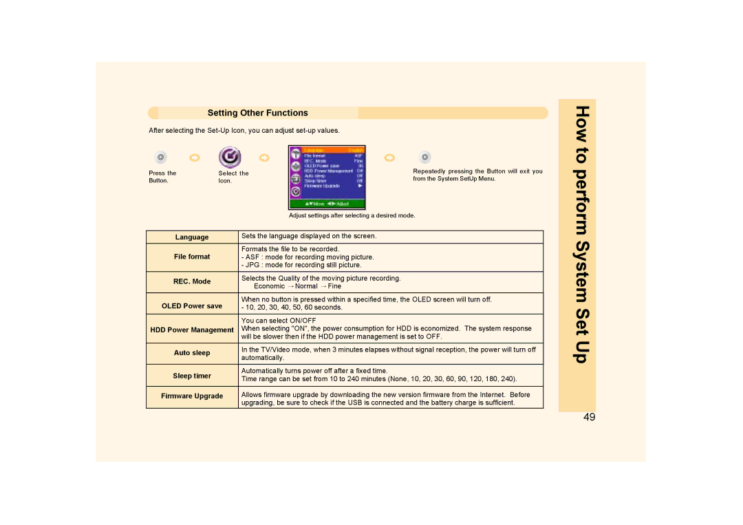 Ovideon AVIAh user manual Setting Other Functions, Language 