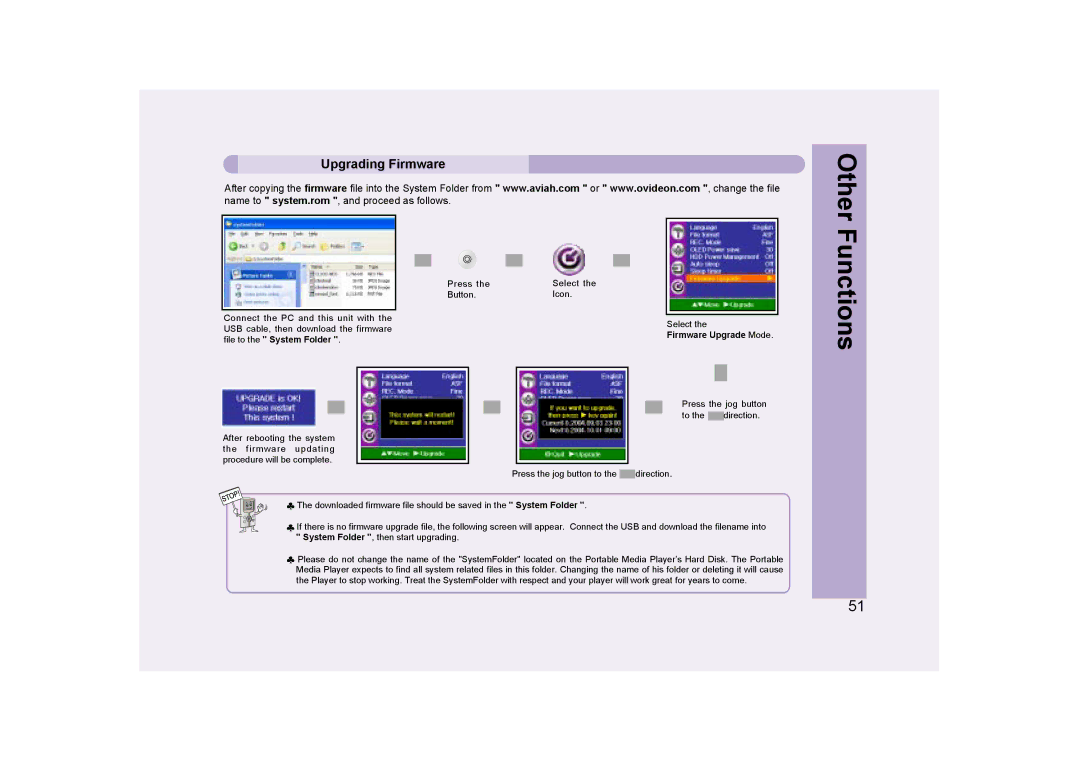 Ovideon AVIAh user manual Other Functions, Upgrading Firmware 