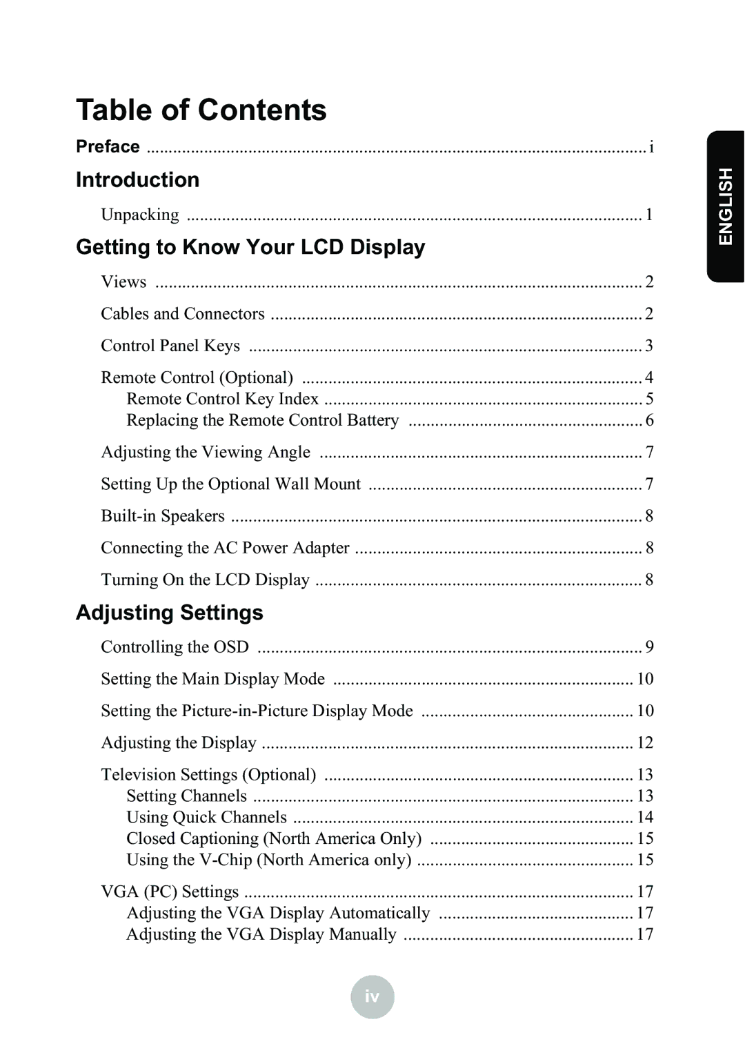 Ovideon LC2000 user manual Table of Contents 