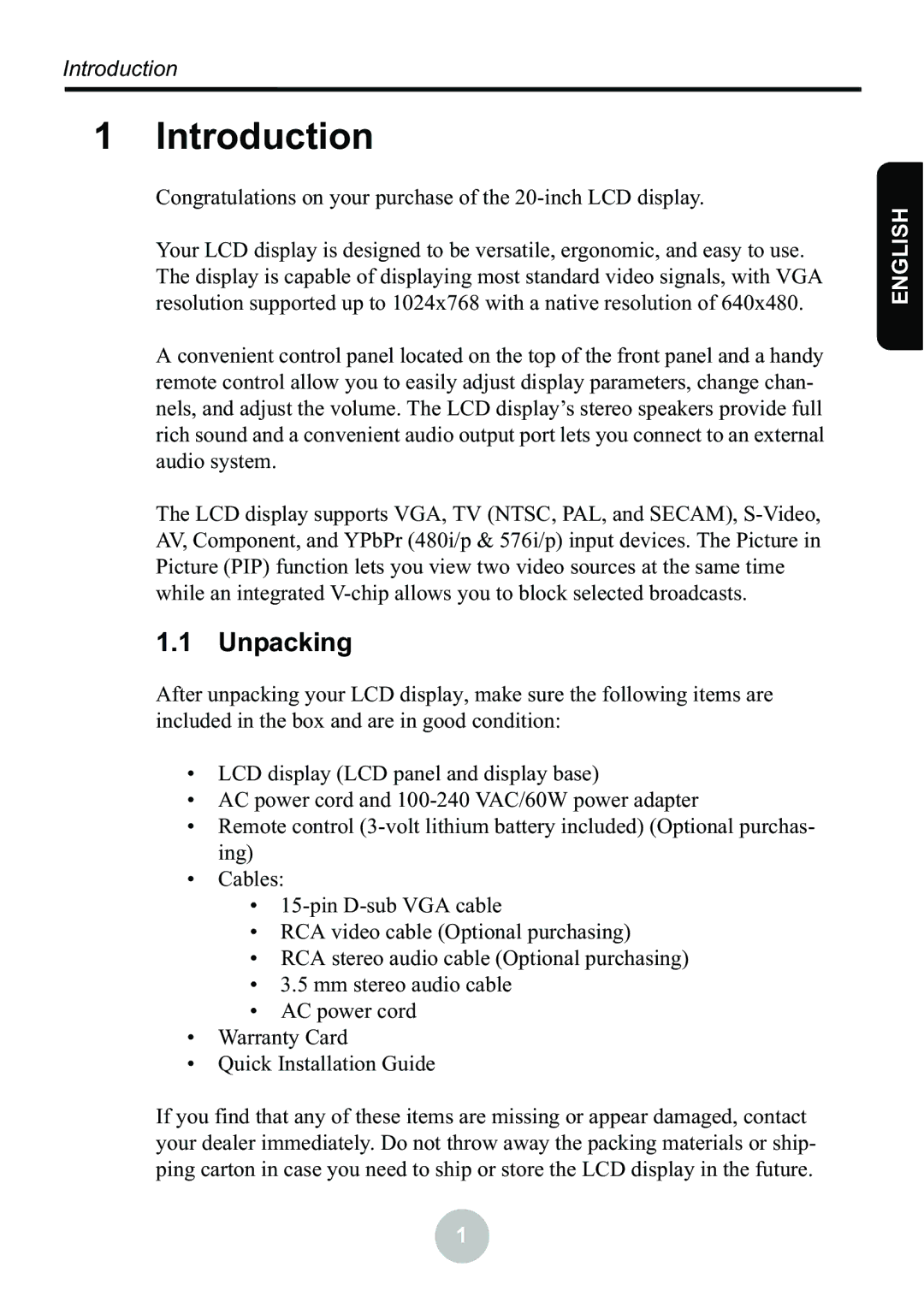 Ovideon LC2000 user manual Introduction, Unpacking 