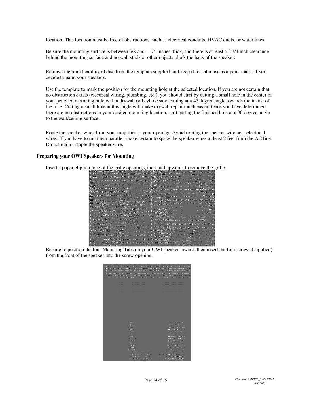 OWI AMP-IC5, AMP-IC6 installation instructions Preparing your OWI Speakers for Mounting 