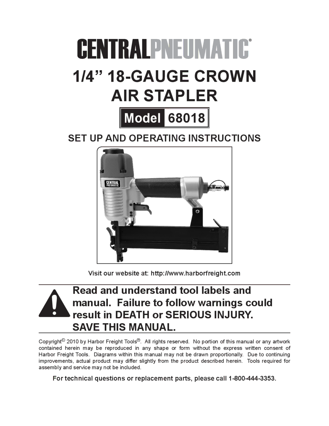 OxiBrands 68018 manual GAUGE Crown AIR Stapler 