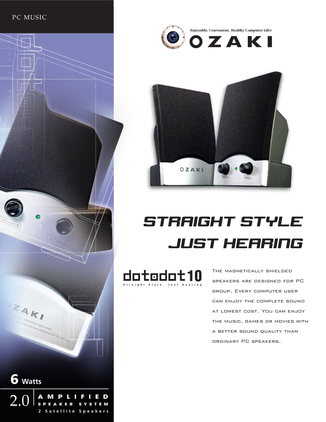 Ozaki Worldwide Dotadot10 manual Straight style just hearing, Watts, P L I F I E D 