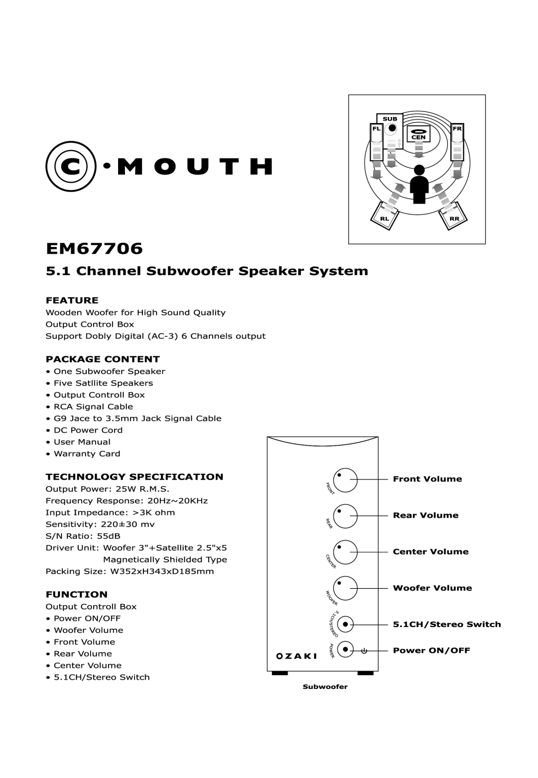 Ozaki Worldwide EM67706 manual 