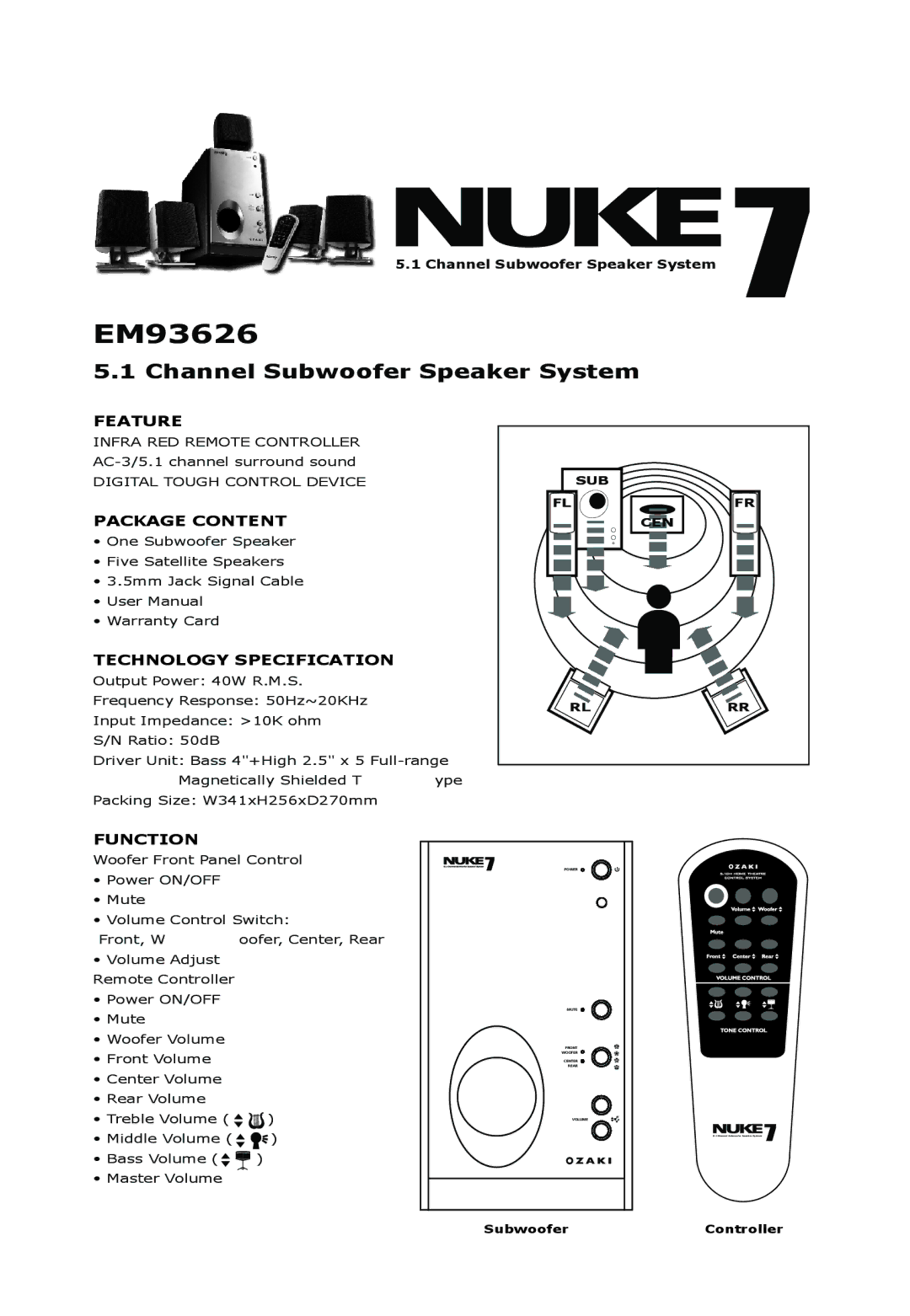 Ozaki Worldwide EM93626 manual Feature 