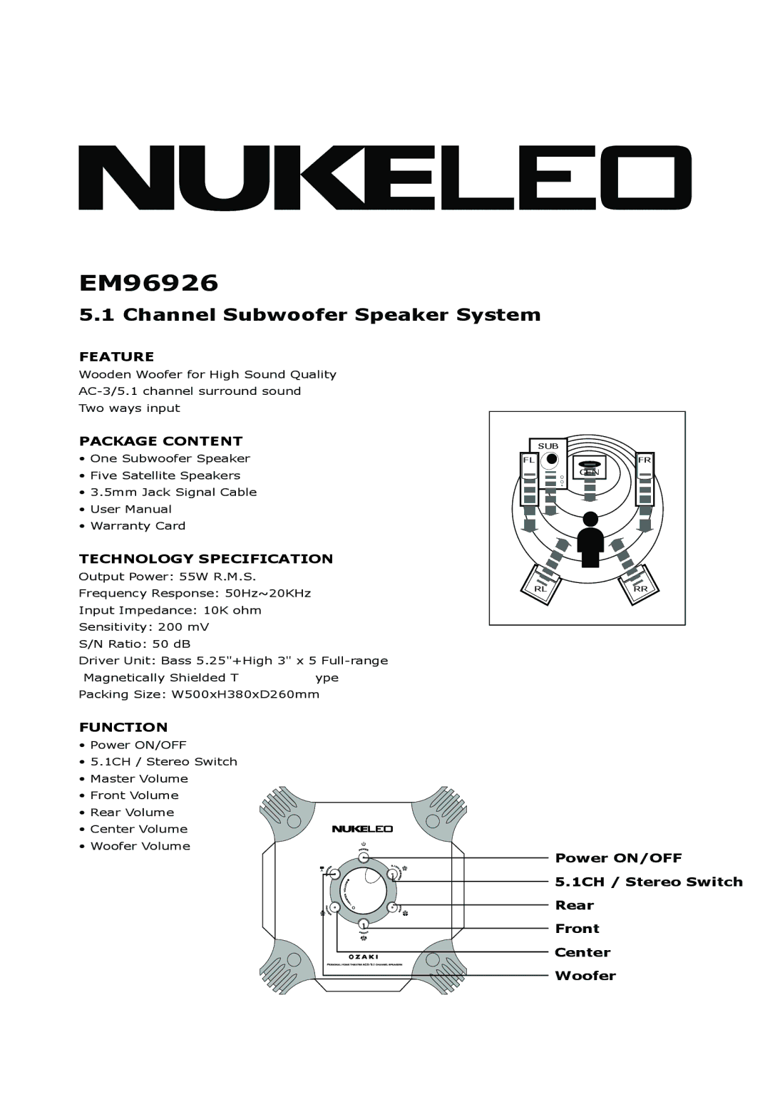 Ozaki Worldwide EM96926 manual 