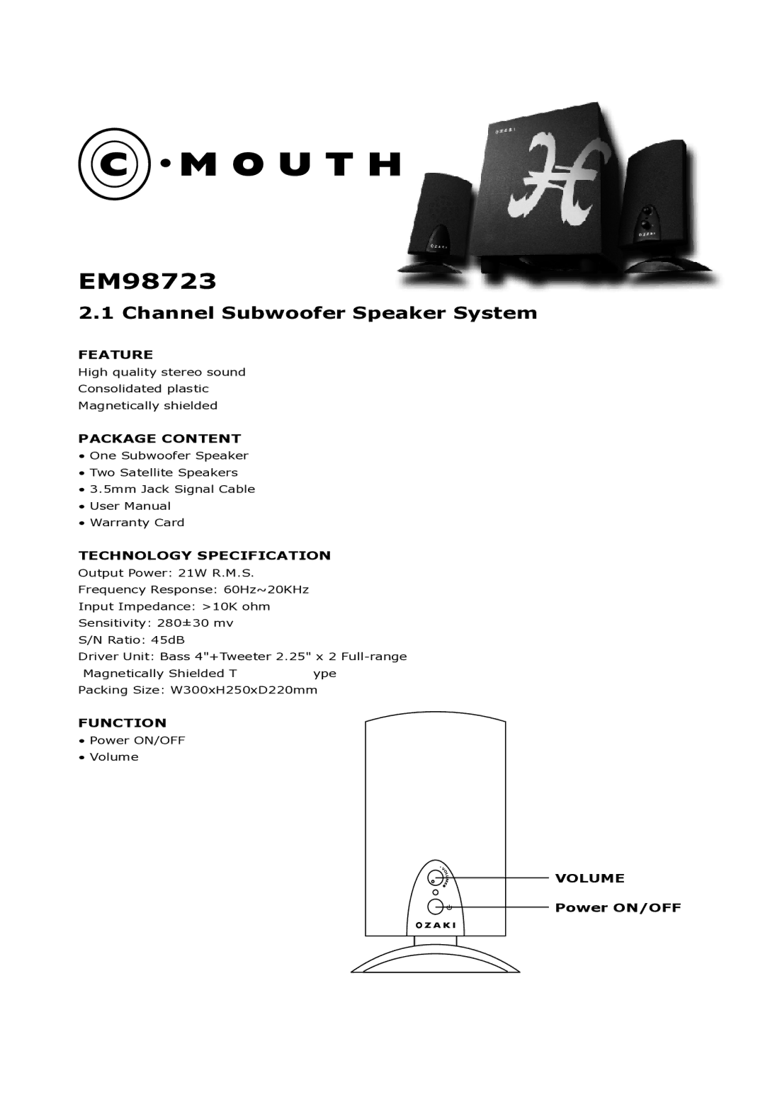 Ozaki Worldwide EM98723 manual 