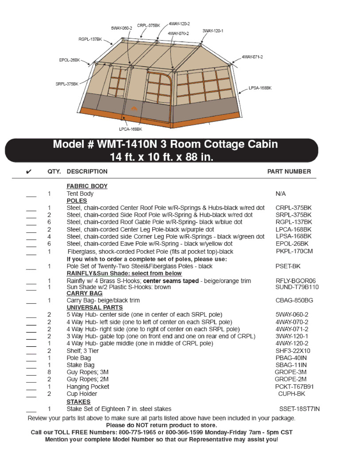 Ozark Trail WMT-1410N manual 