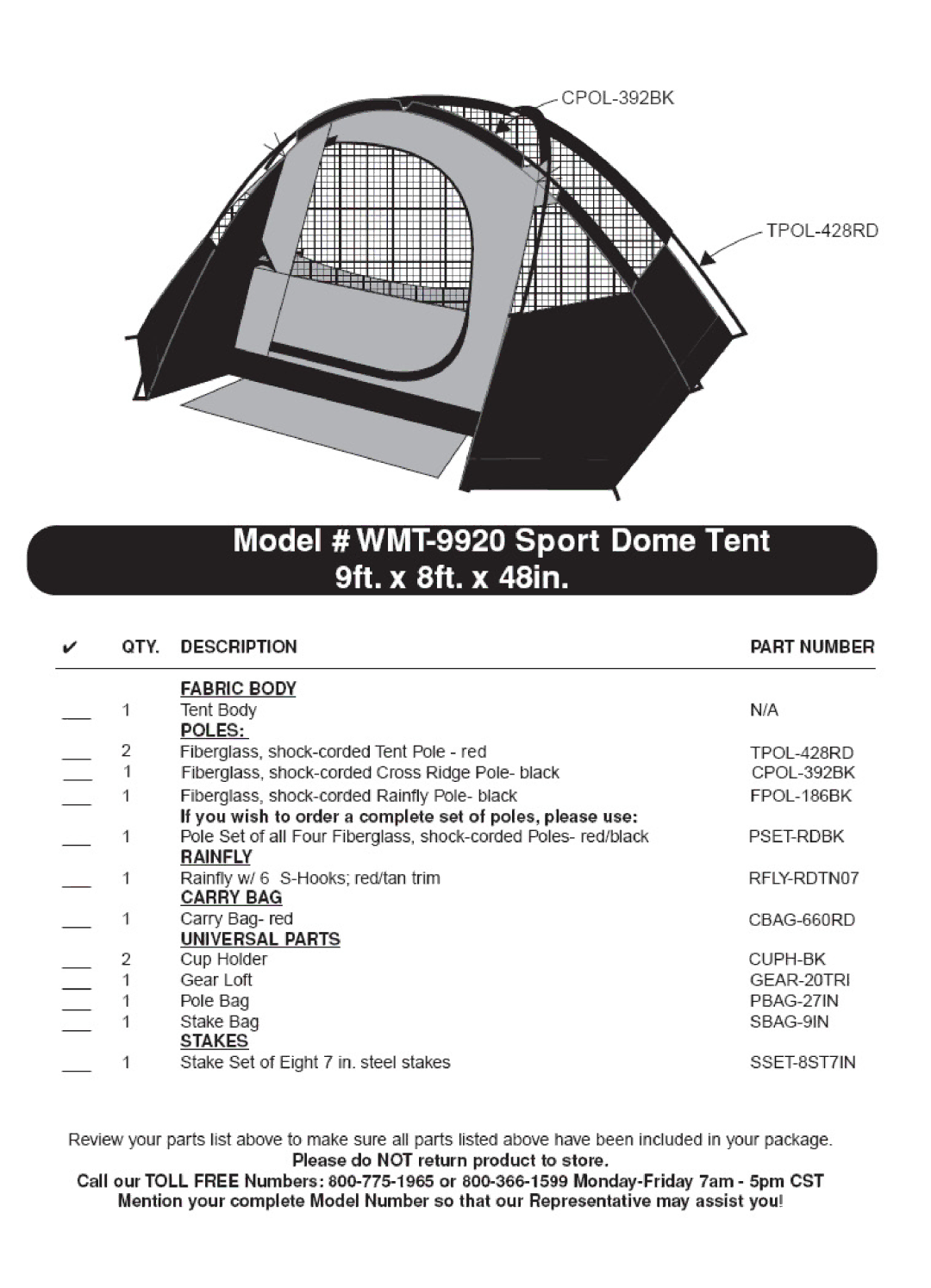 Ozark Trail WMT-9920 manual 