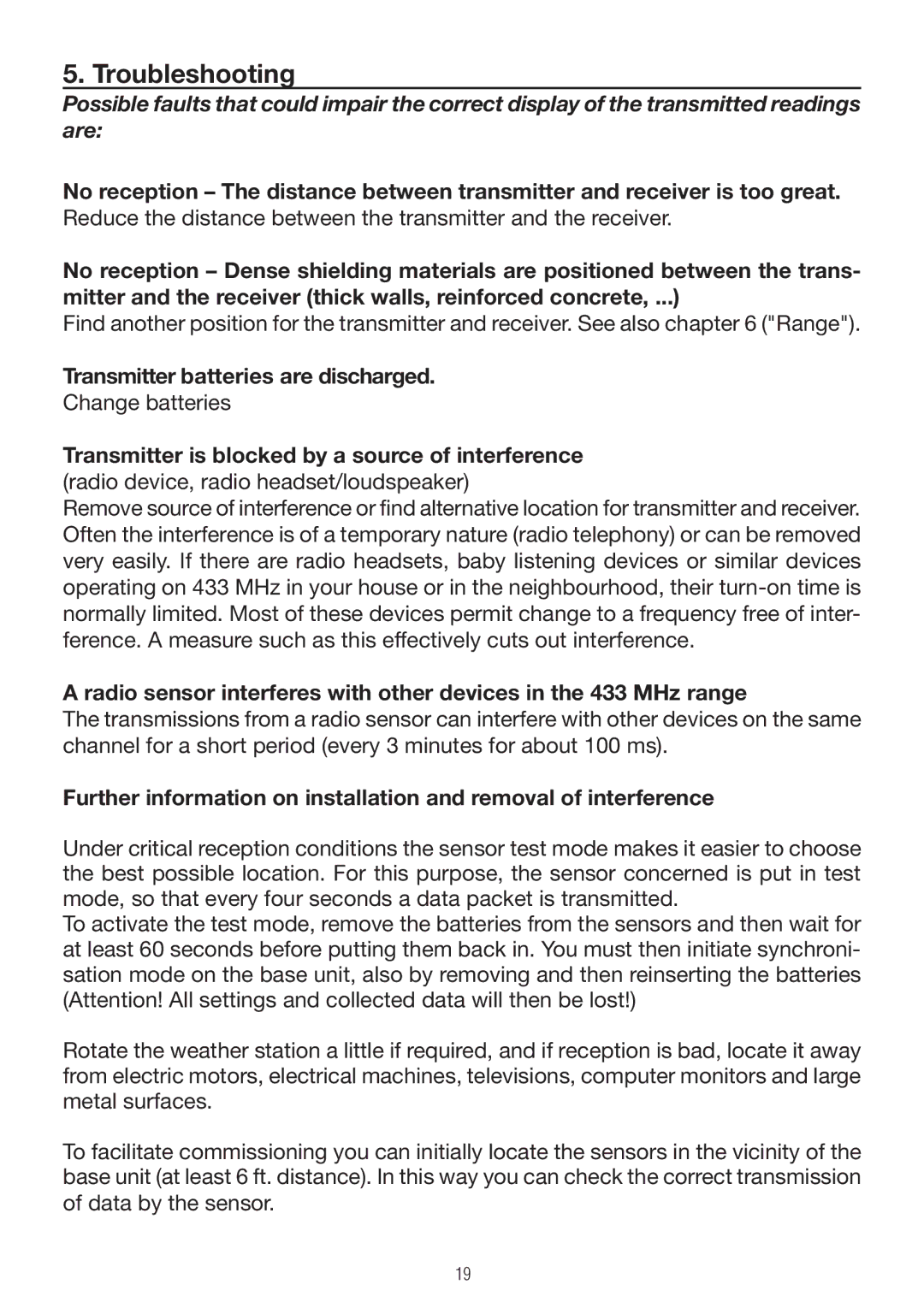 P3 International E 9300 operating instructions Troubleshooting, Transmitter batteries are discharged 