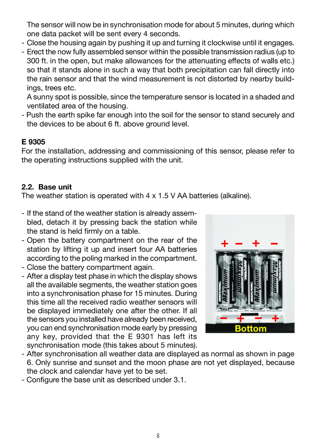 P3 International E 9300 operating instructions 9305, Base unit 