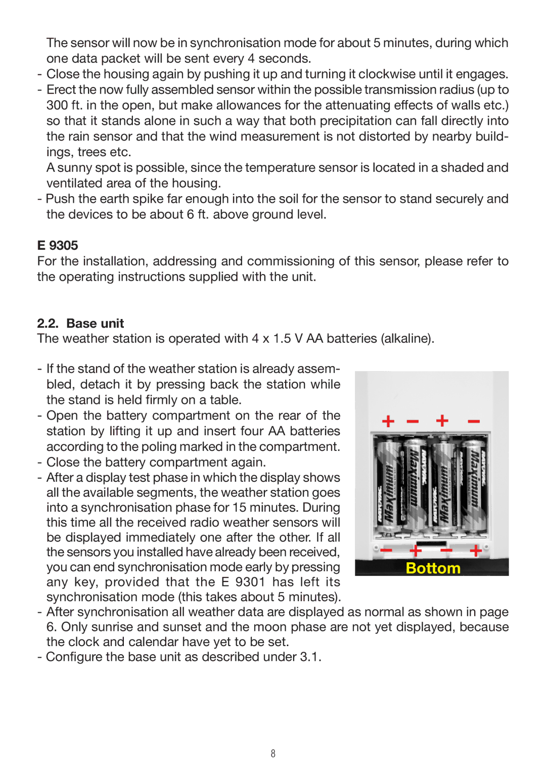 P3 International E 9300 operating instructions 9305, Base unit 