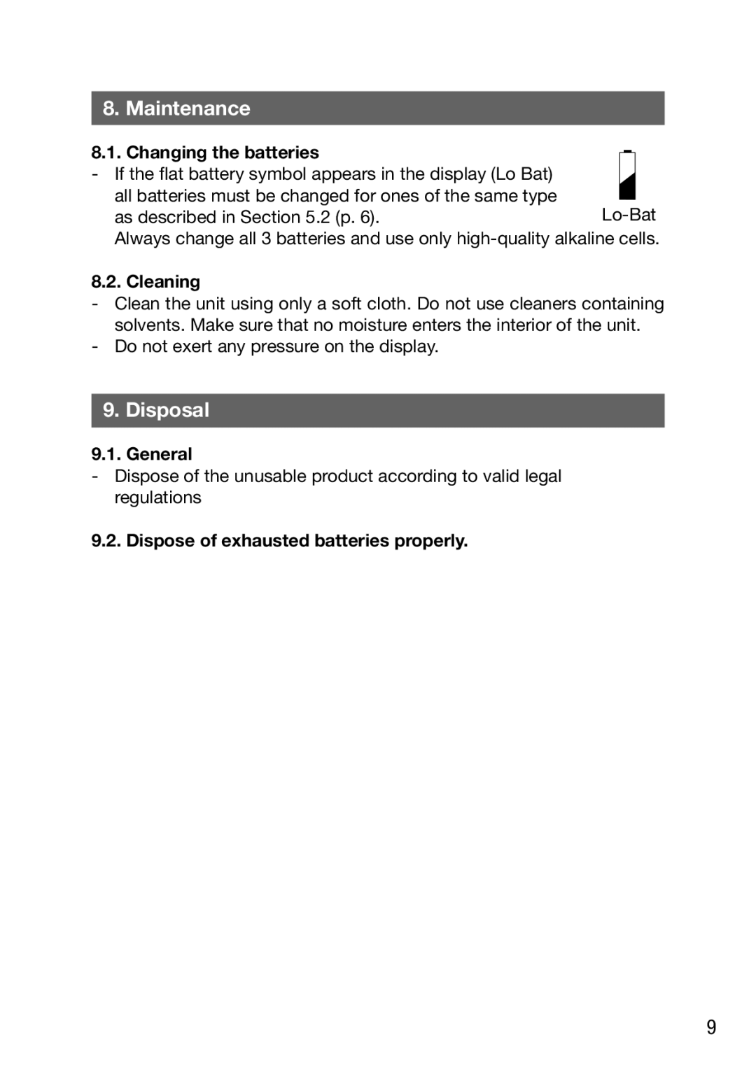 P3 International E9310 manual Maintenance, Disposal 