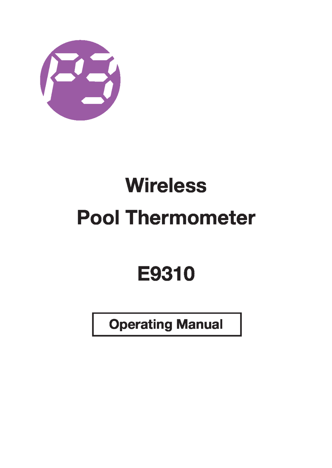 P3 International manual Wireless Pool Thermometer E9310, Operating Manual 