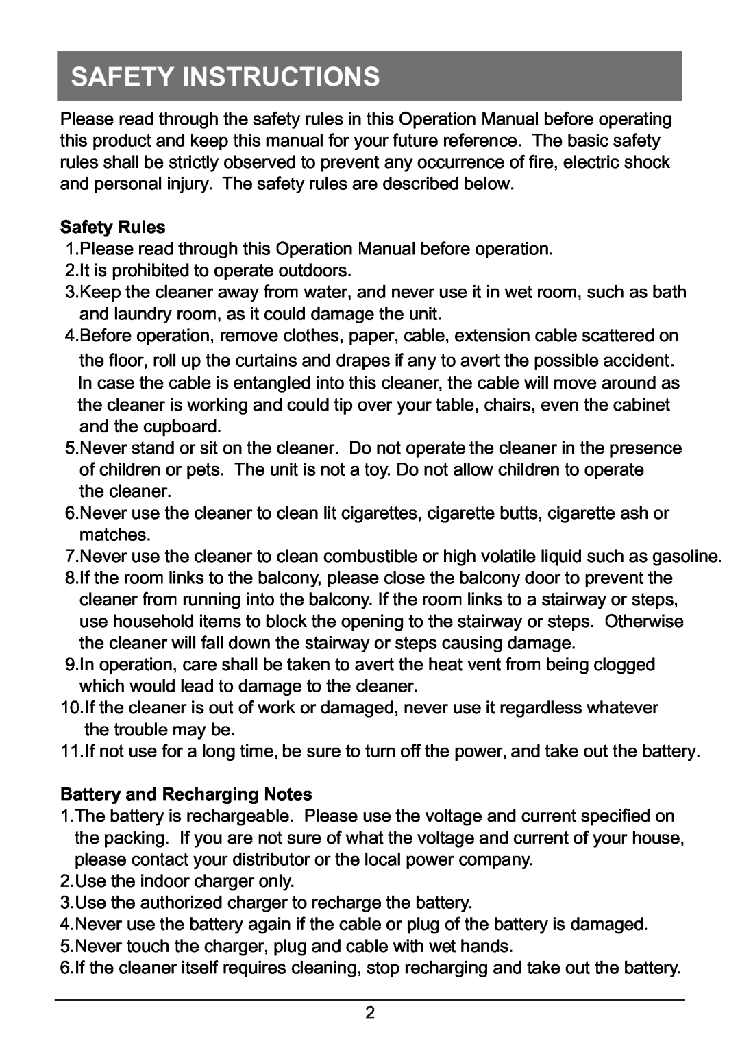 P3 International P4920 operation manual Safety Instructions, Safety Rules, Battery and Recharging Notes 