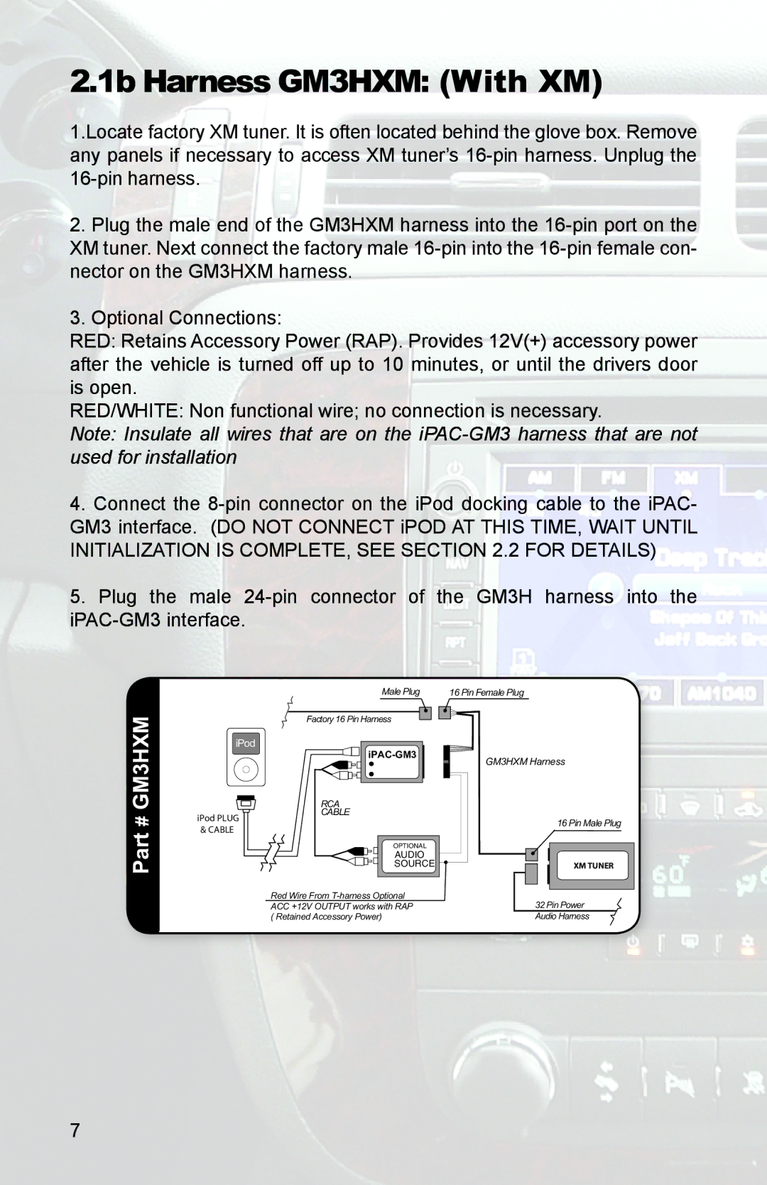 PAC instruction manual 1b Harness GM3HXM With XM 