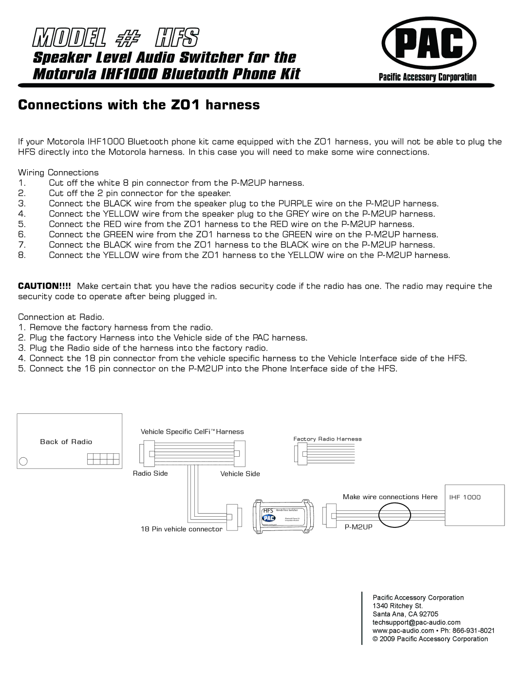 PAC manual Model # HFS 