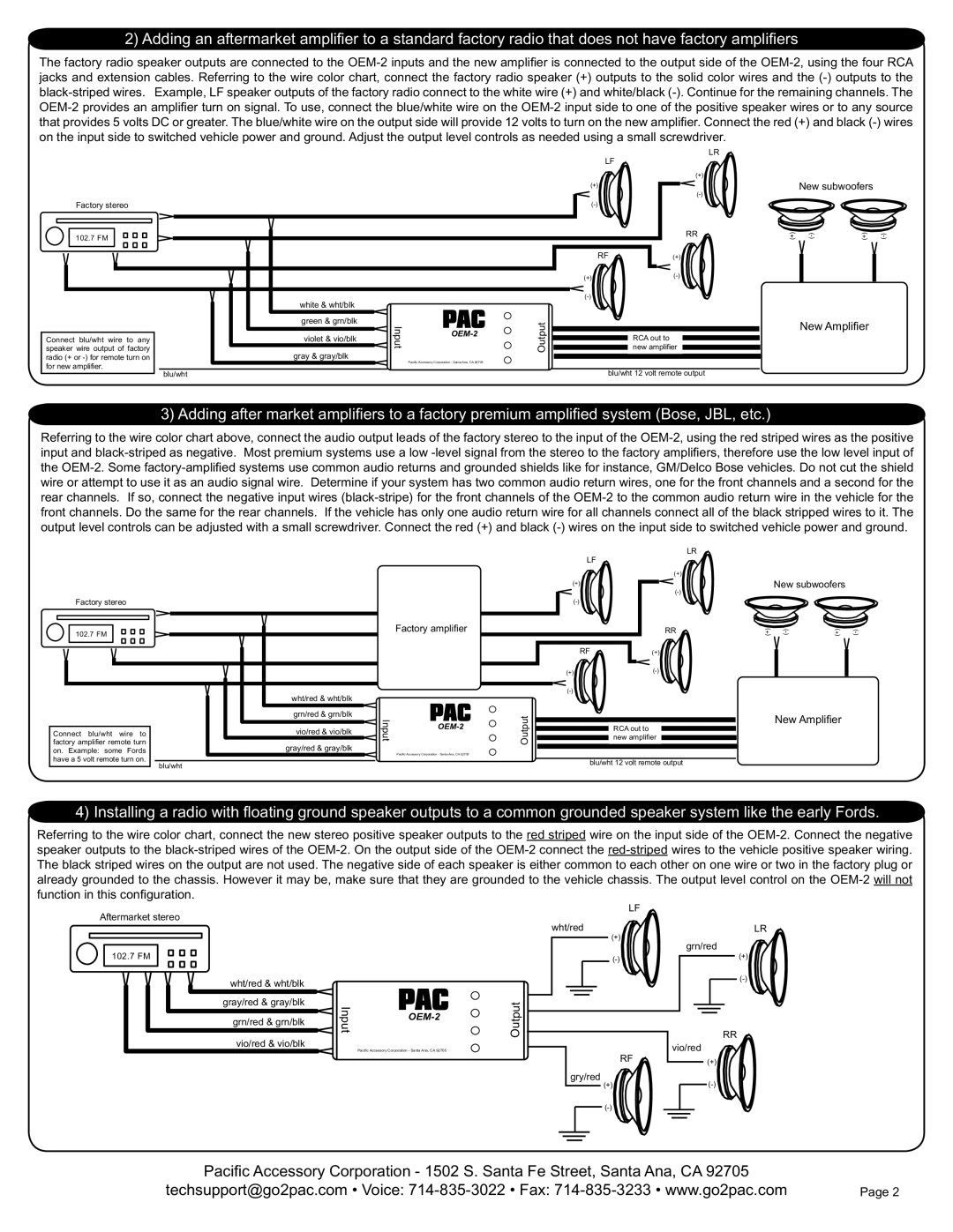 PAC OEM-2 manual Input 