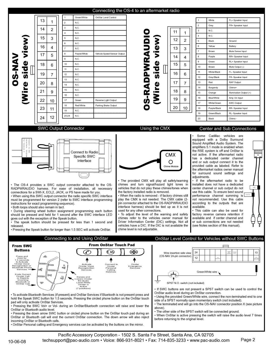 PAC OS-4 manual OS-NAV Wire side view, OS-RADPWRAUDIO Wire side view 