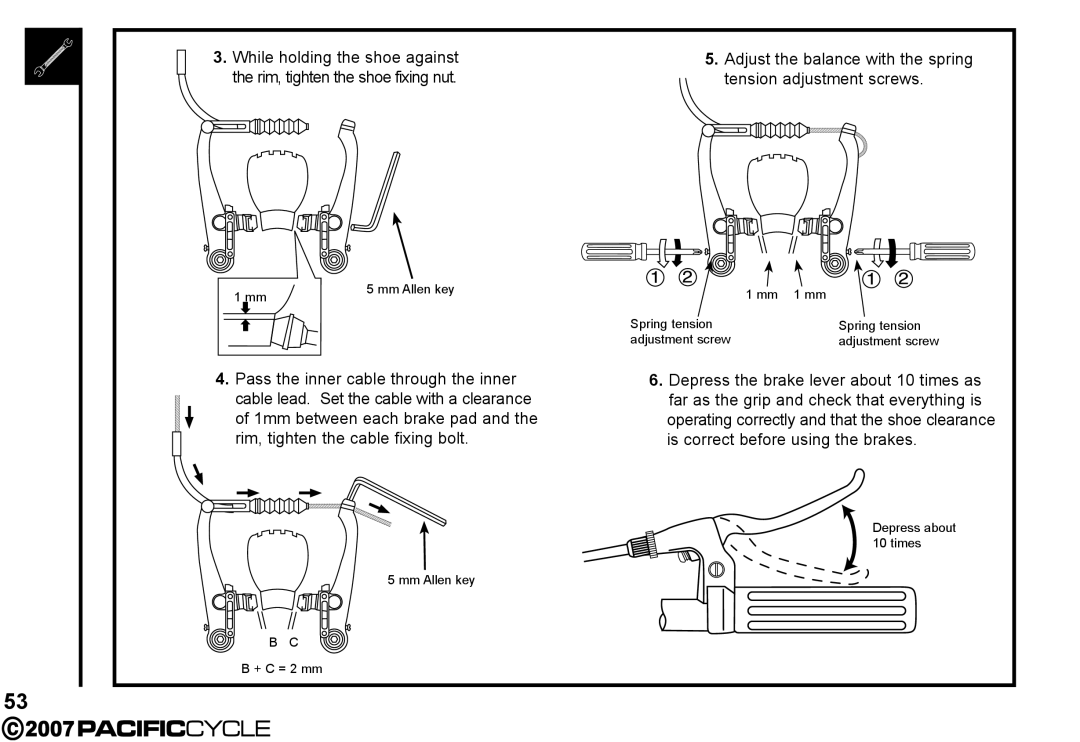 Pacific Cycle HF3305 manual Adjust the balance with the spring tension adjustment screws 