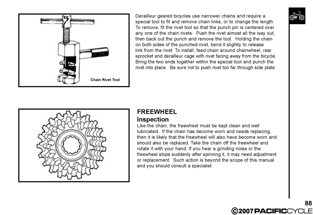 Pacific Cycle HF3305 manual Freewheel 