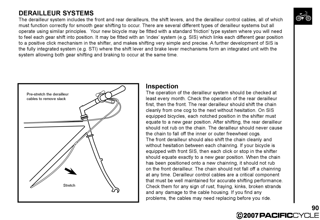 Pacific Cycle HF3305 manual Derailleur Systems 