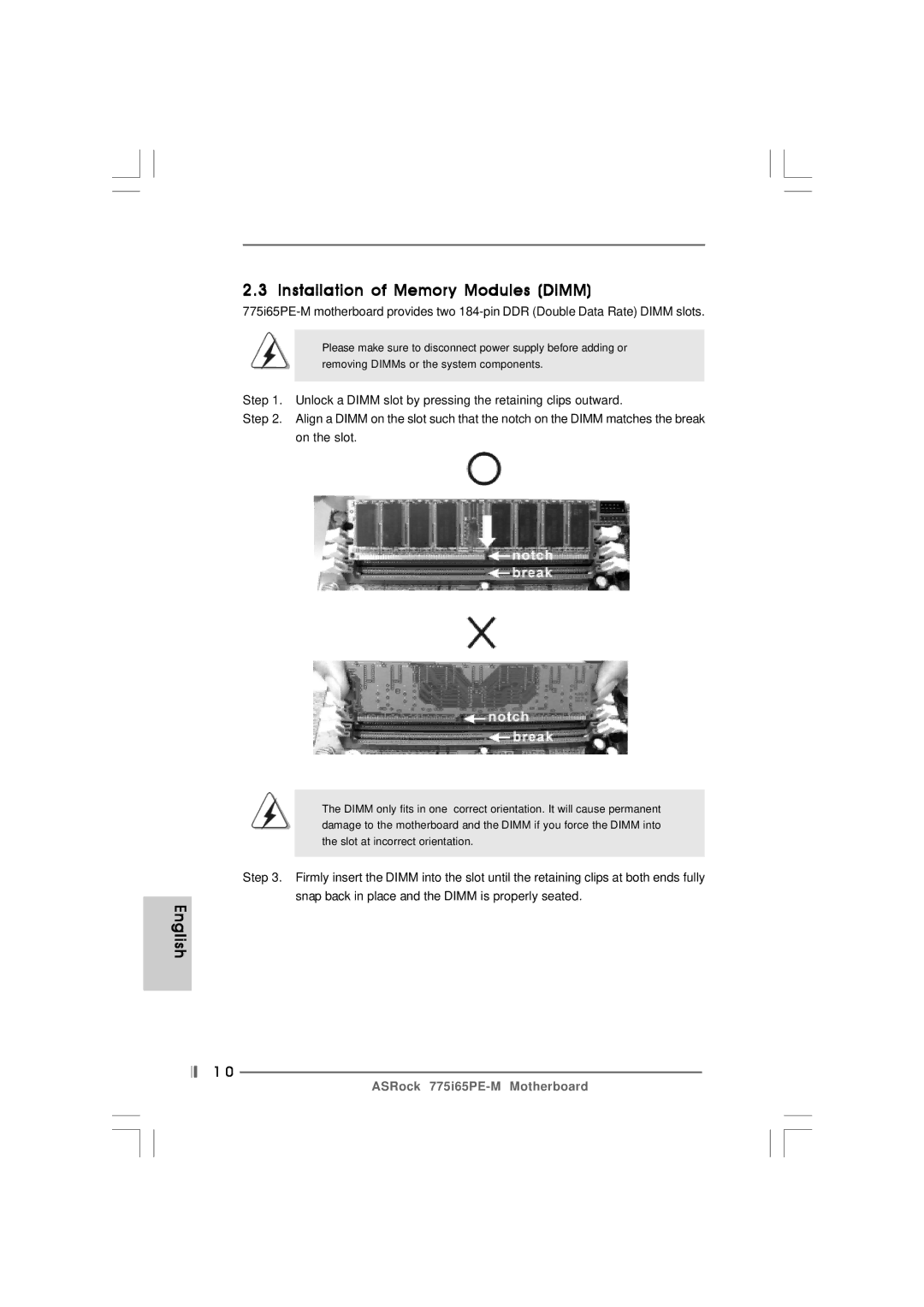 Pacific Digital 775I65PE-M specifications Installation of Memory Modules Dimm 