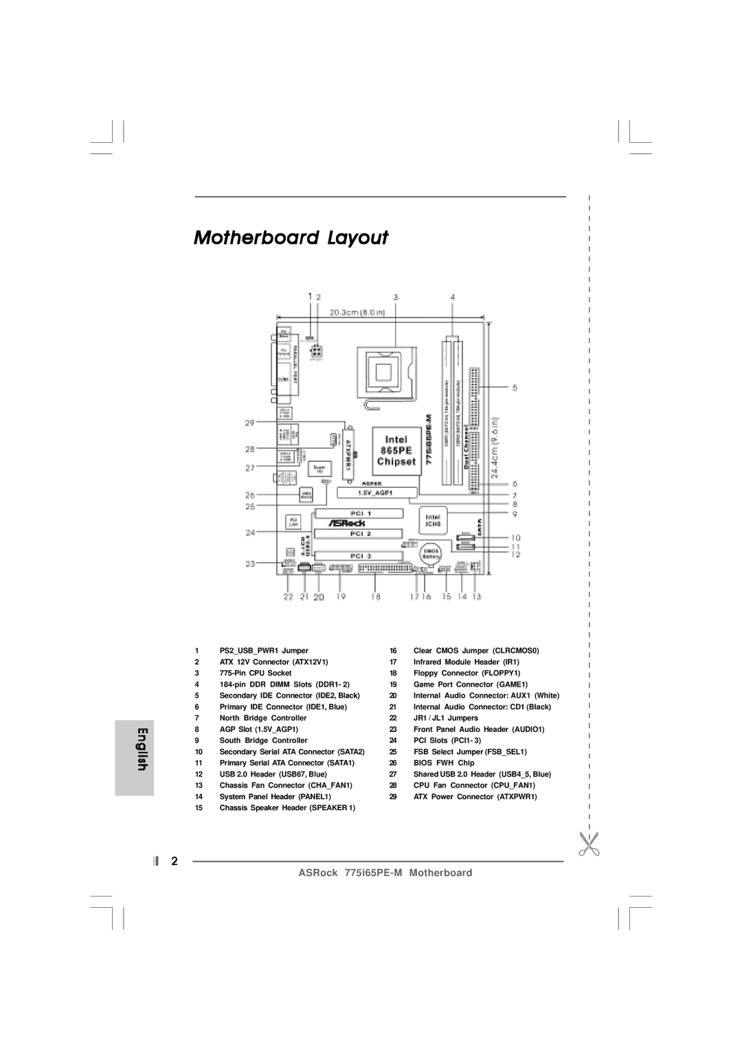 Pacific Digital 775I65PE-M specifications Motherboard Layout 