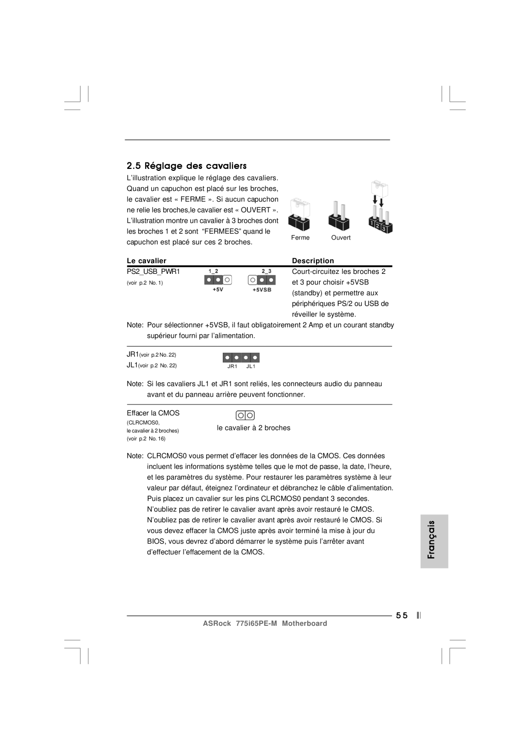 Pacific Digital 775I65PE-M specifications Effacer la Cmos 