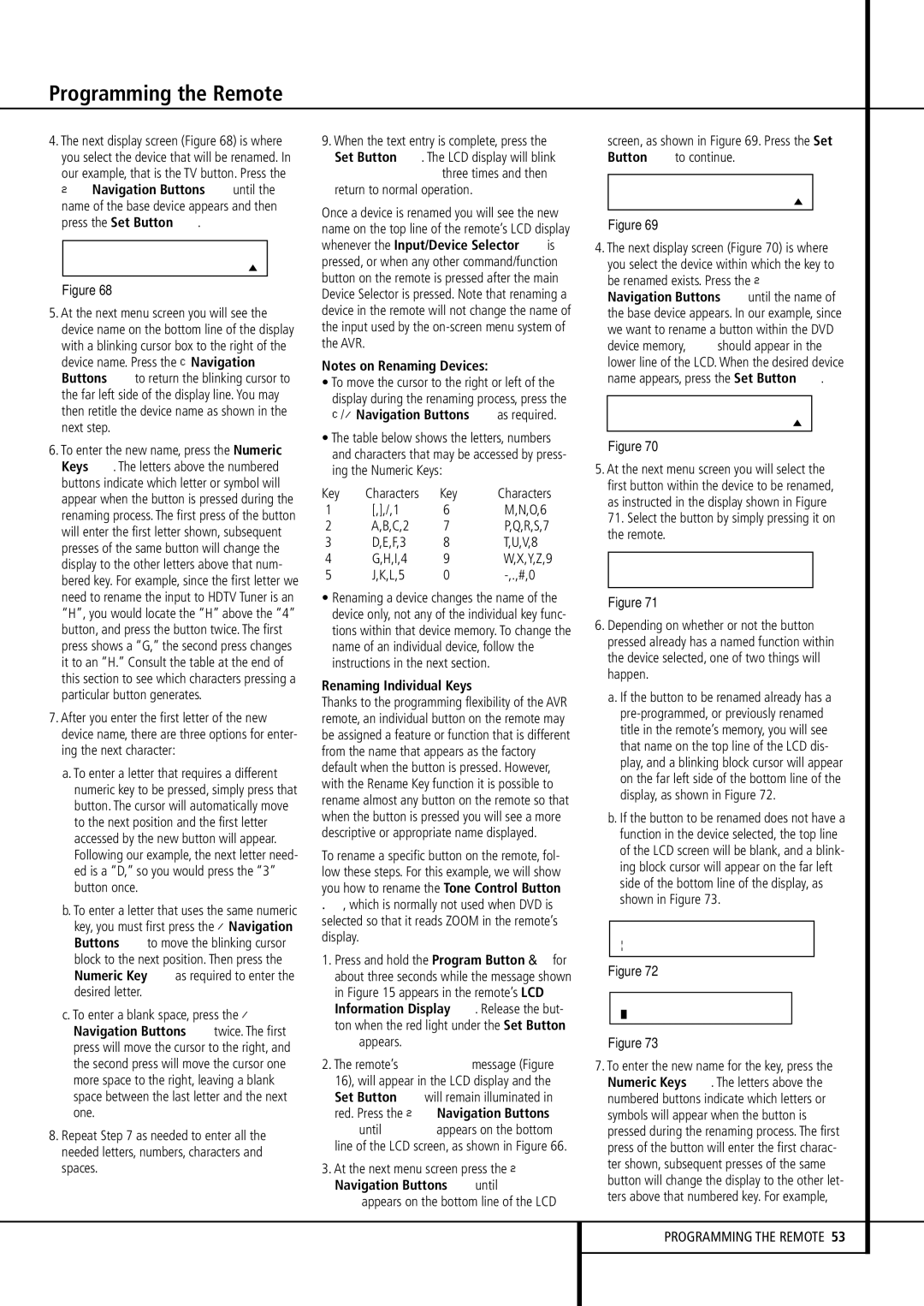 Pacific Digital AVR 635 owner manual ‹/› Navigation Buttons Eas required, Renaming Individual Keys 