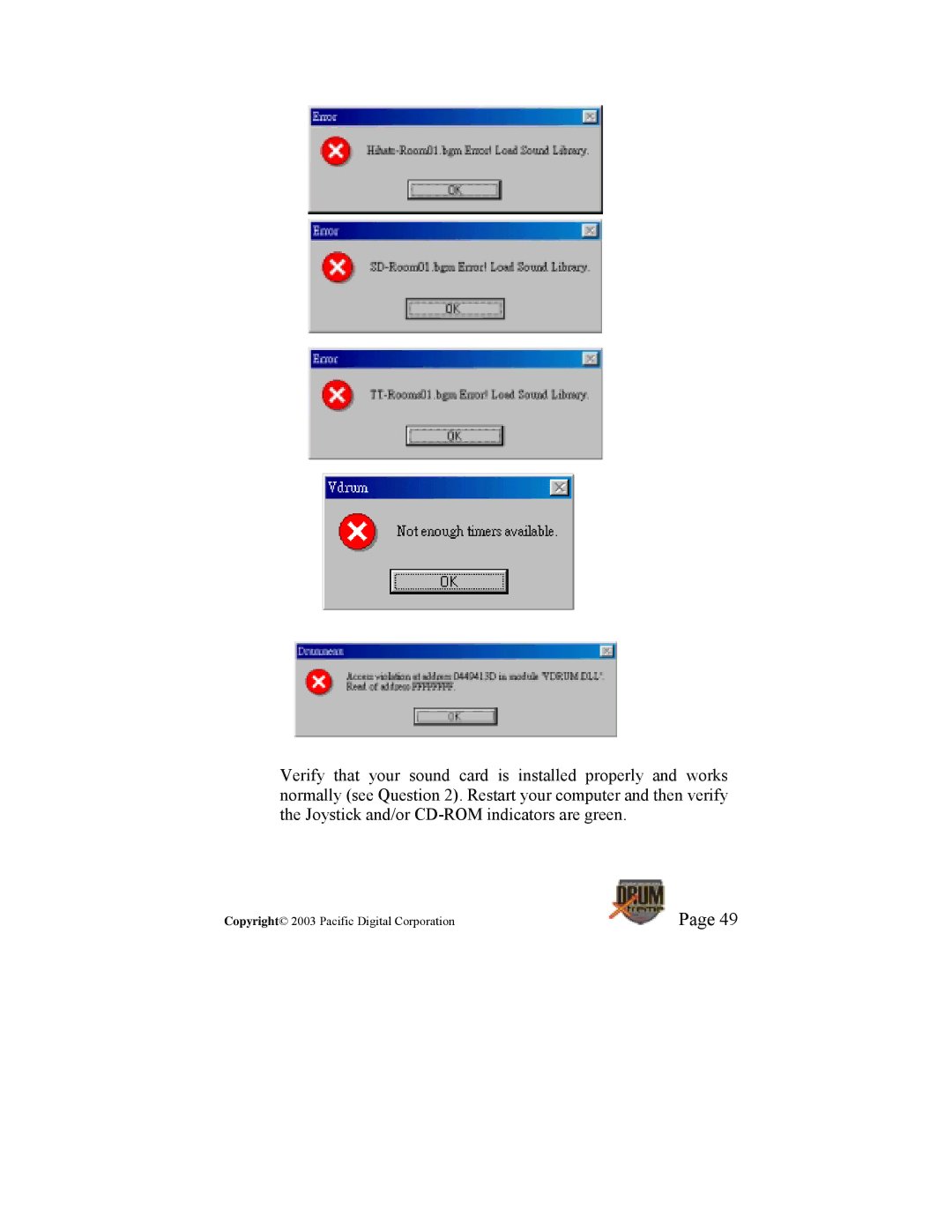 Pacific Digital DrumXtreme manual Copyright 2003 Pacific Digital Corporation 