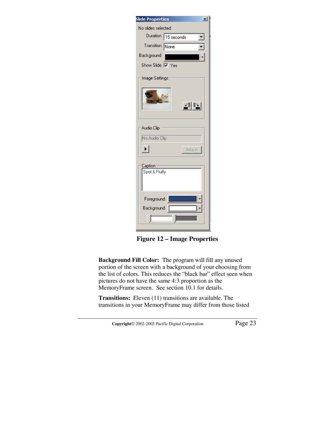 Pacific Digital MF-810S user manual Image Properties 