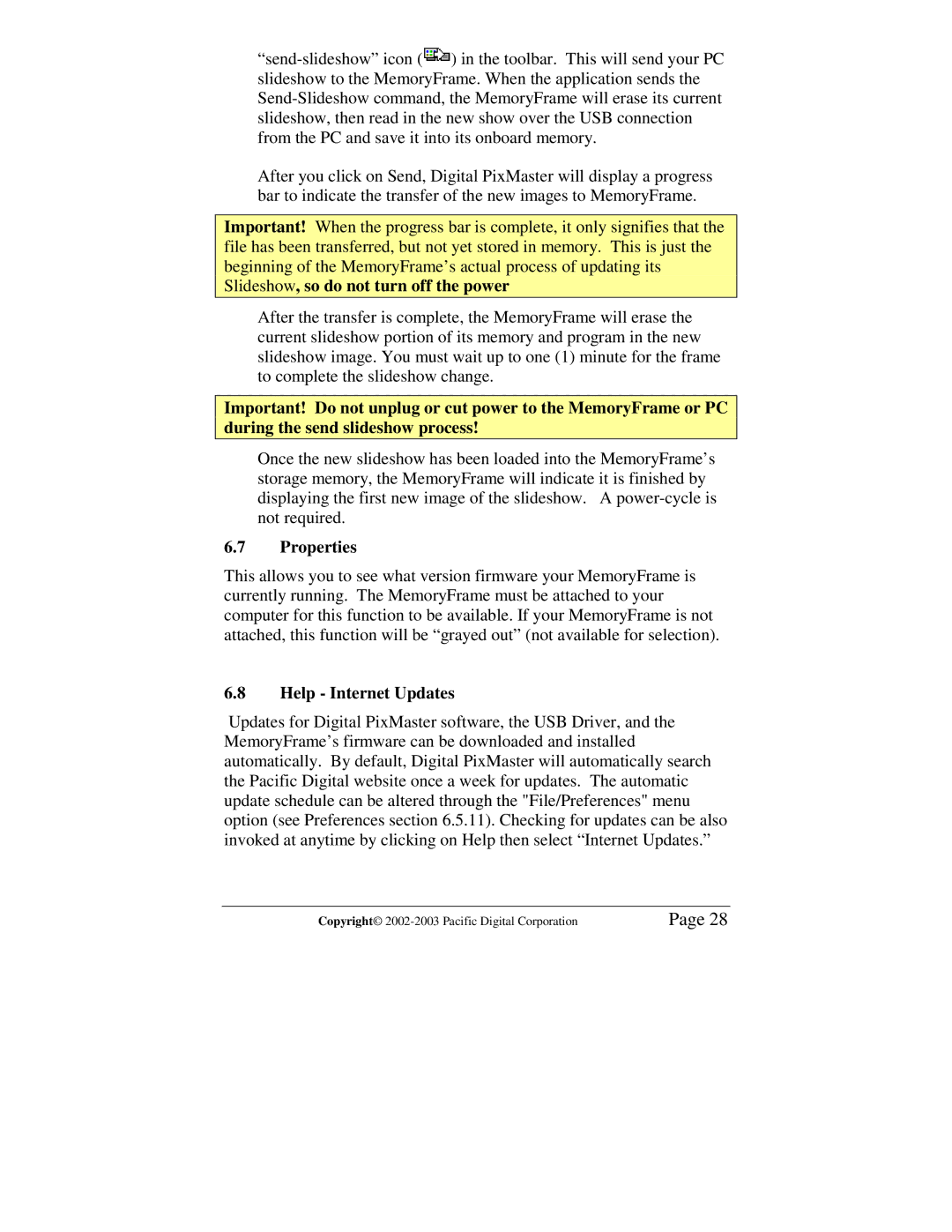 Pacific Digital MF-810S user manual Properties, Help Internet Updates 