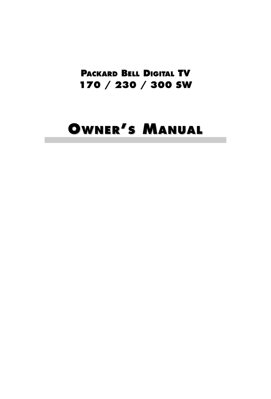 Packard Bell manual 170 / 230 / 300 SW 