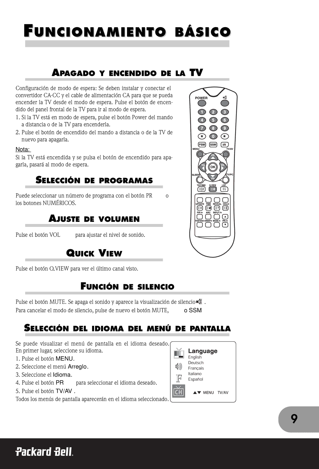 Packard Bell 300 SW, 230, 170 manual Funcionamiento Básico 