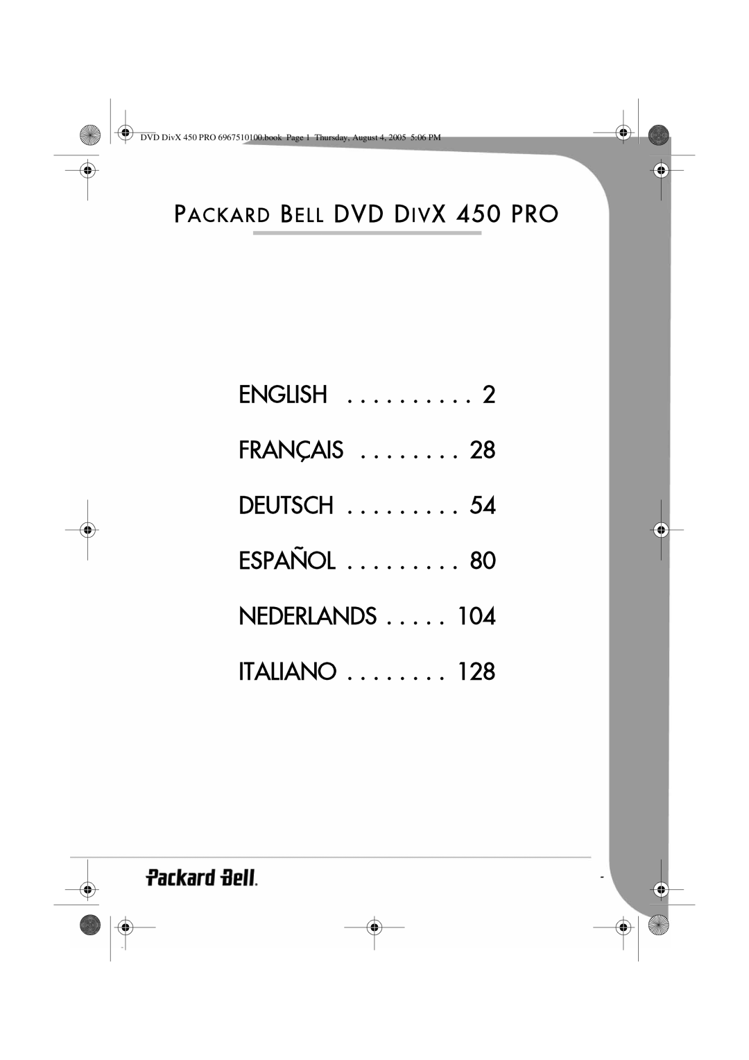 Packard Bell 450 PRO manual English Français Deutsch Español Nederlands Italiano 