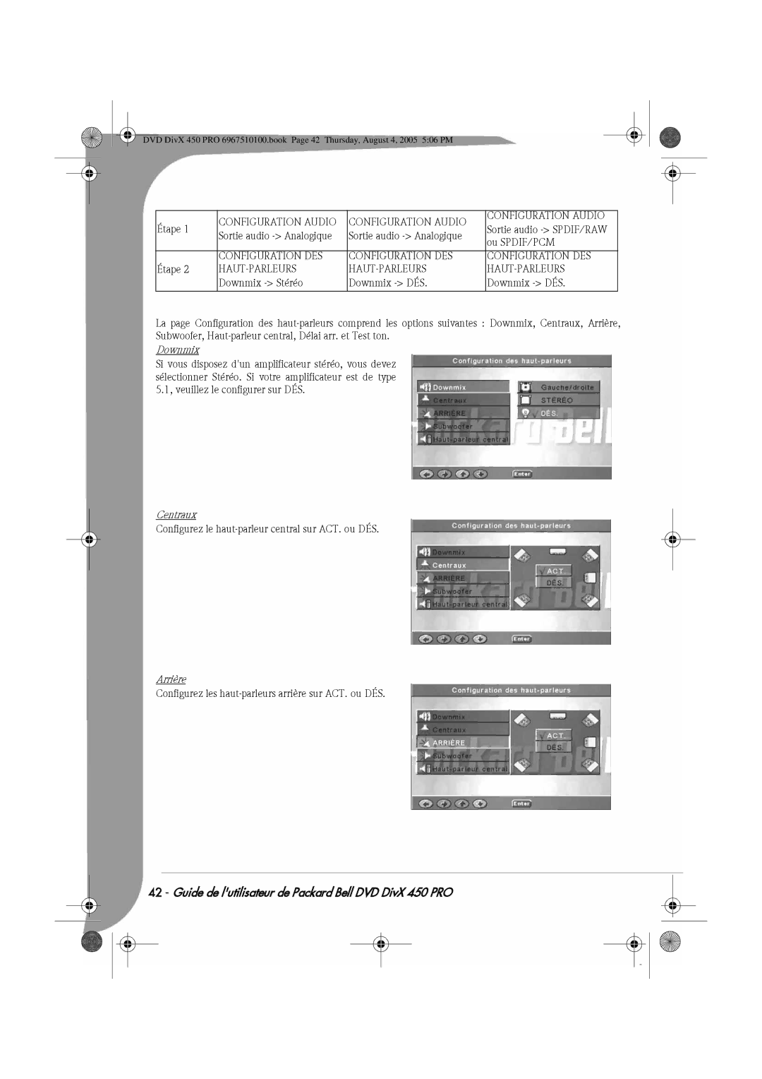 Packard Bell 450 PRO manual Centraux, Arrière 