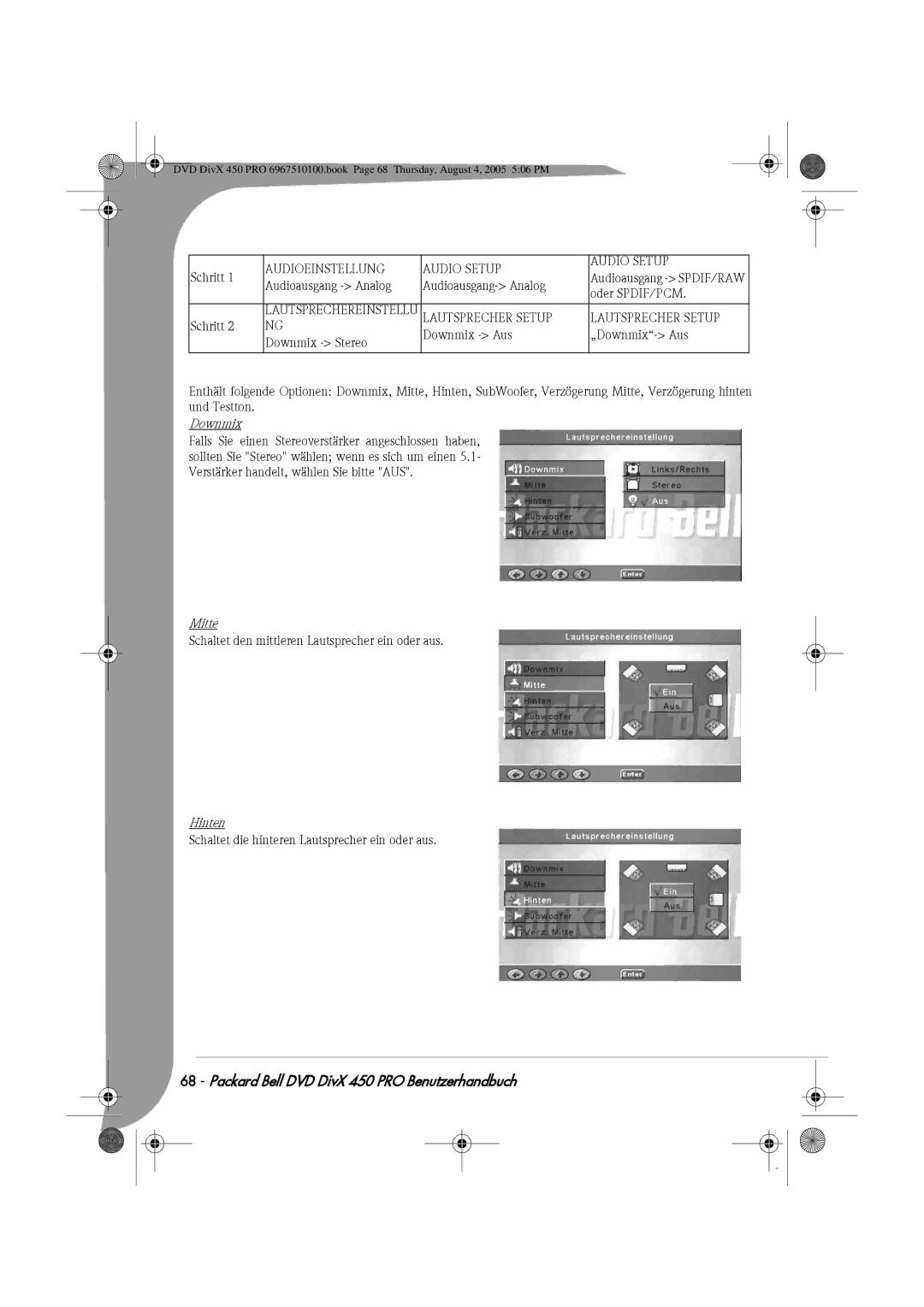 Packard Bell 450 PRO manual Mitte, Hinten 