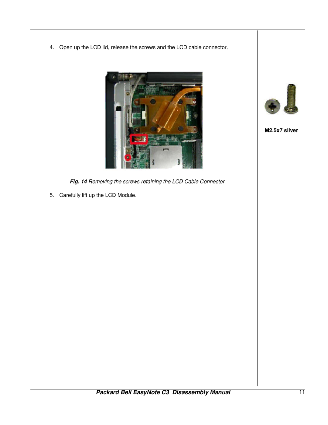 Packard Bell C3 manual M2.5x7 silver 