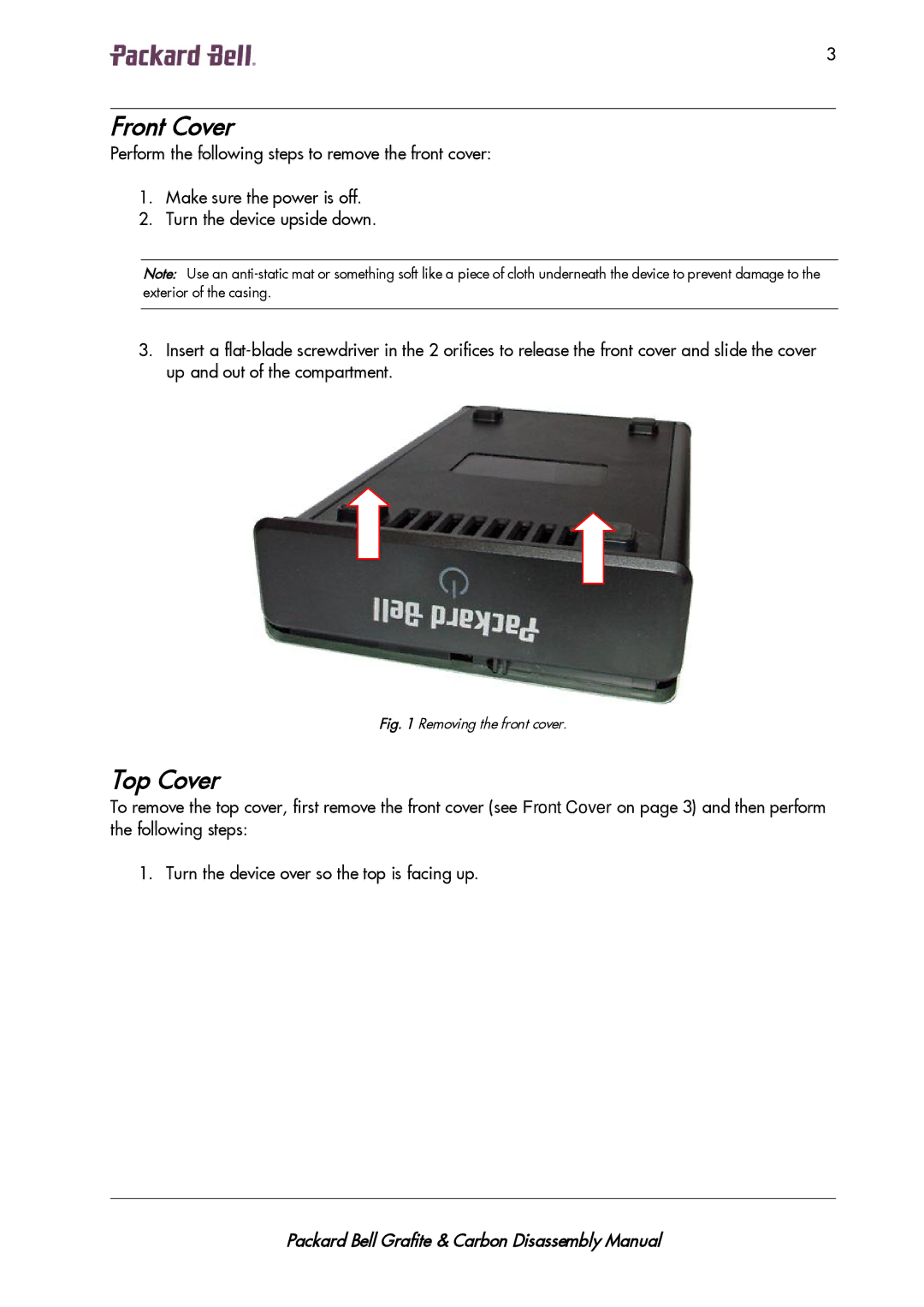 Packard Bell CS036A00 manual Front Cover, Top Cover 