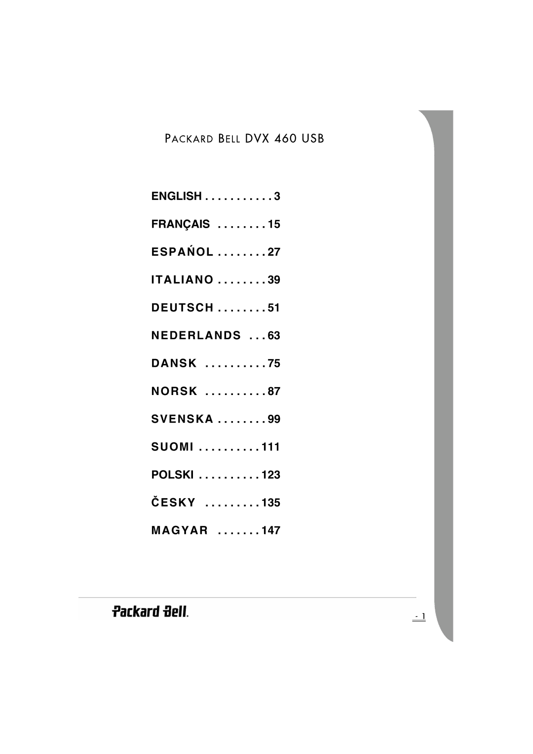 Packard Bell manual Packard Bell DVX 460 USB 