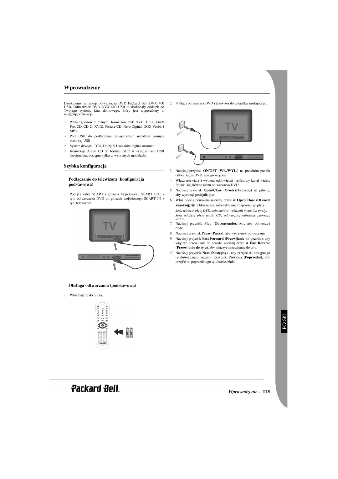 Packard Bell DVX 460 manual Wprowadzenie 