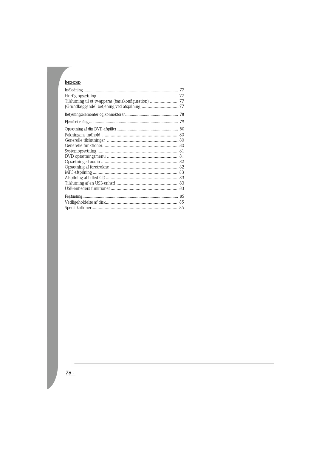 Packard Bell DVX 460 manual Indhold, Indledning, Fejlfinding 