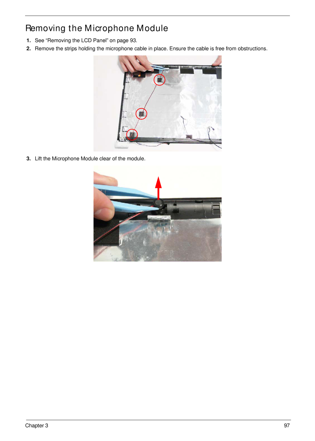 Packard Bell LJ61 manual Removing the Microphone Module 