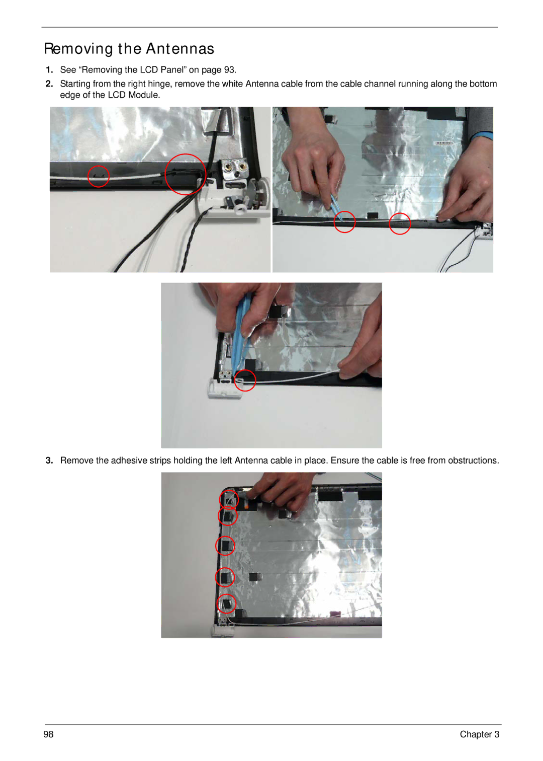 Packard Bell LJ61 manual Removing the Antennas 