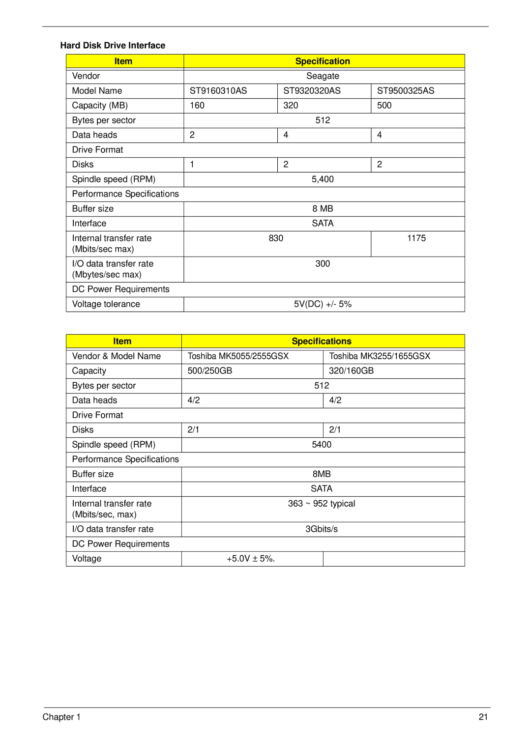 Packard Bell LJ61 manual Hard Disk Drive Interface Specification, Specifications, 8MB 